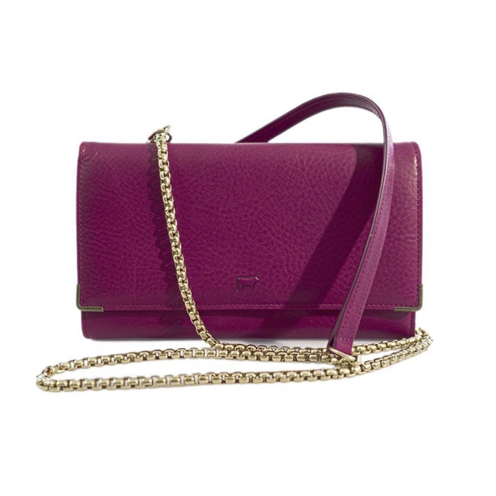 Will Leather Goods Purple Crossbody with Gold Chain